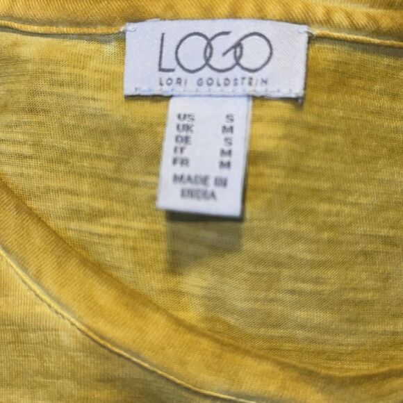 LOGO BY LORI GOLDSTEIN Allspice Yellow Slub Knit Long Sleeve Shirt w/ Pockets-S - Picture 7 of 9